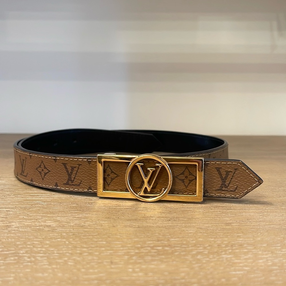 Louis Vuitton Monogram 25mm Dauphine Reversible Belt size 80 Black/Brown